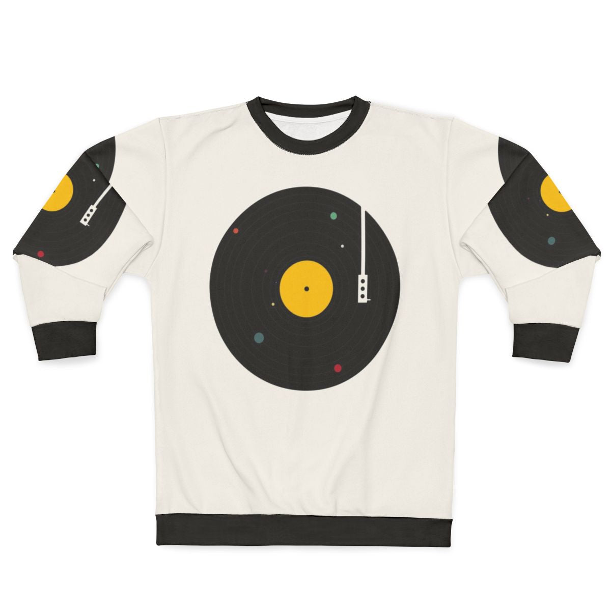 Retro music sweatshirt with galaxy and solar system design