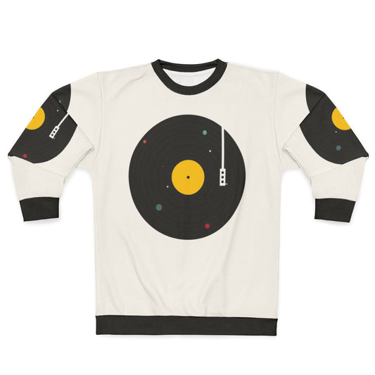 Retro music sweatshirt with galaxy and solar system design
