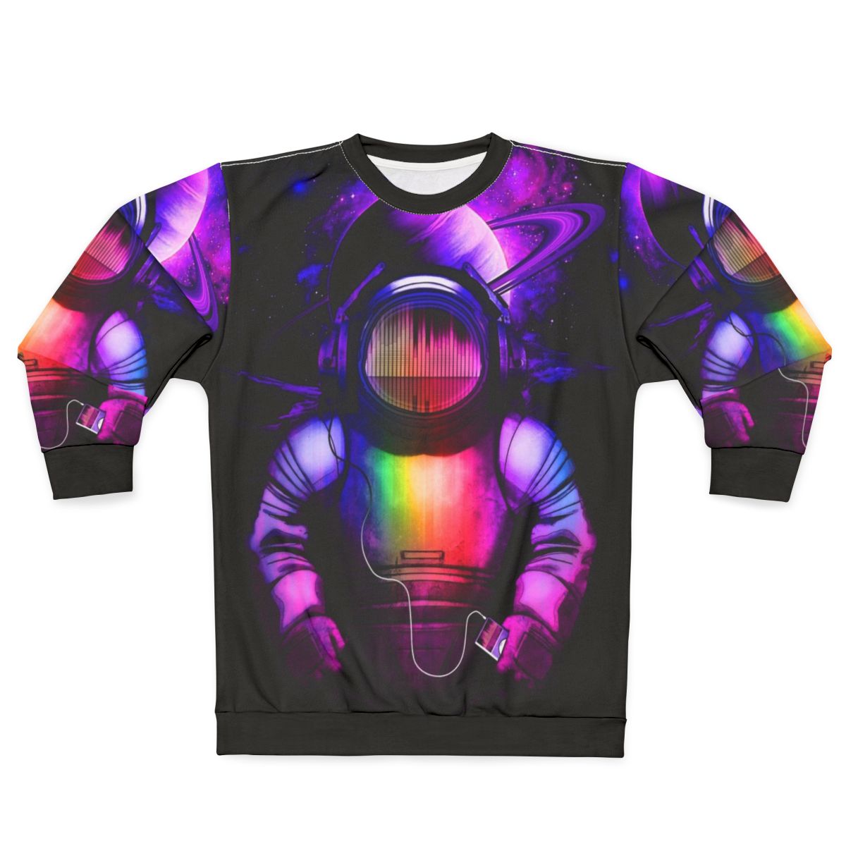 Cosmic Music Sweatshirt featuring a spaceman in headphones