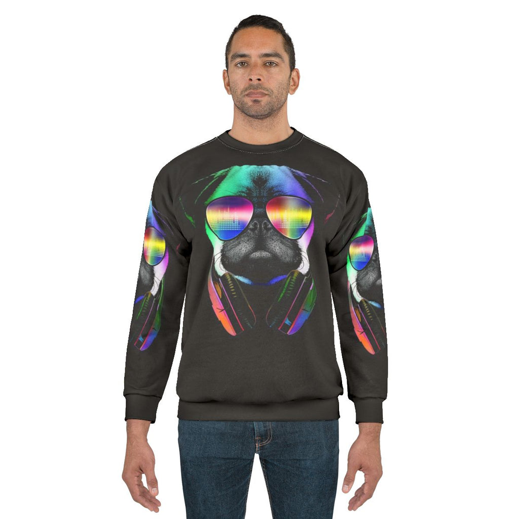 Pug music lover neon sweatshirt