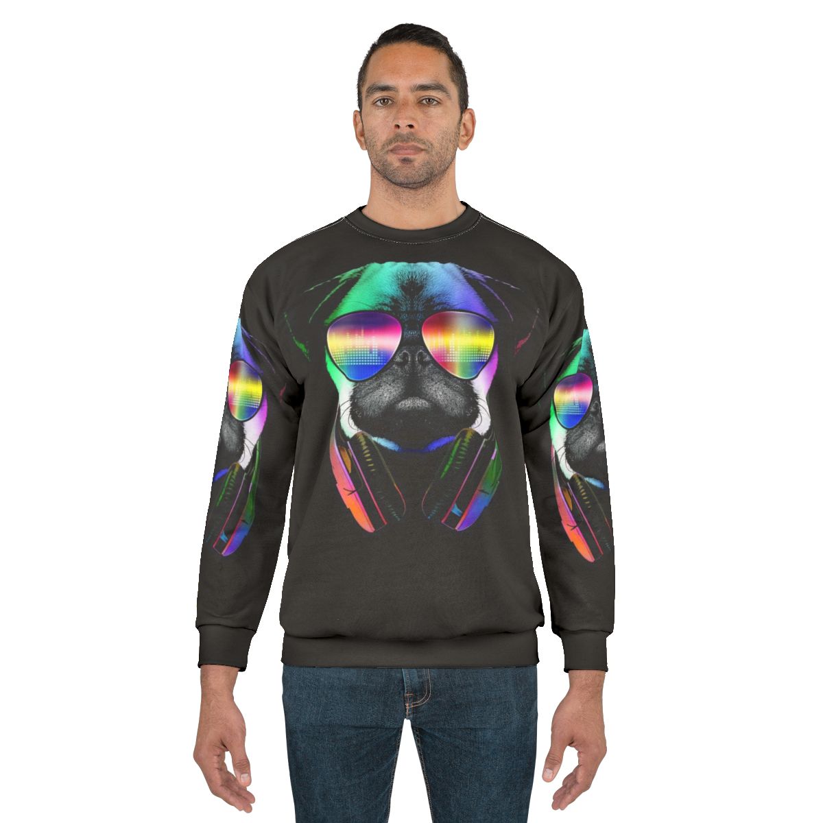 Pug music lover neon sweatshirt