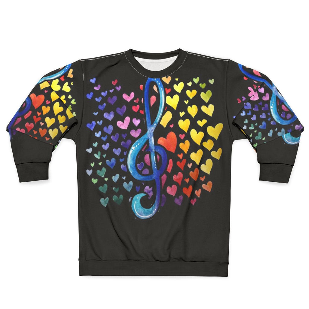 Colorful music love sweatshirt with rainbow design