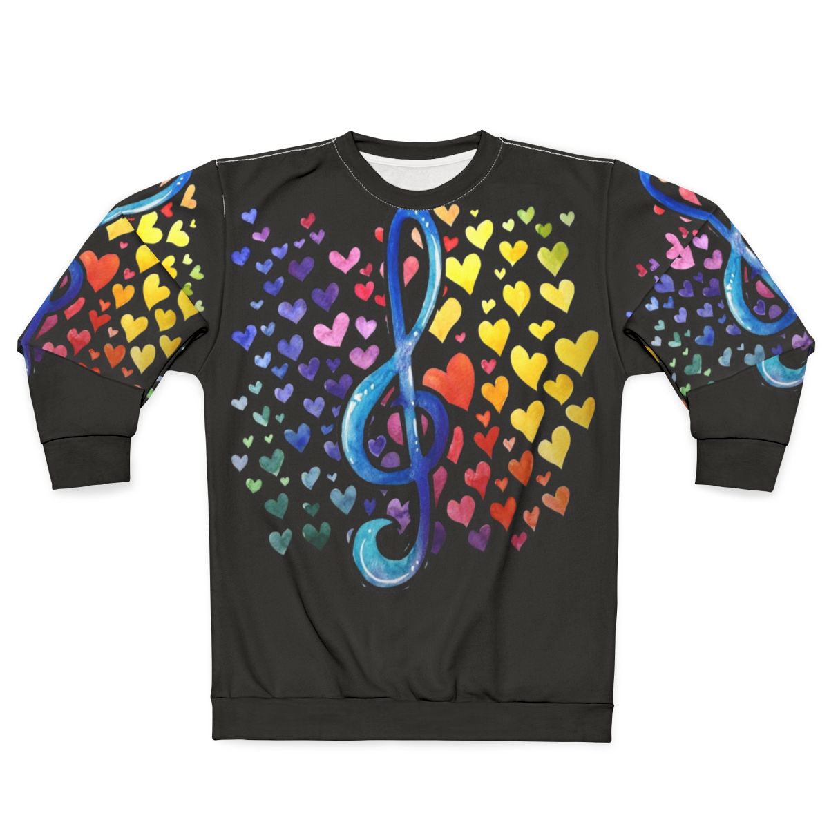 Colorful music love sweatshirt with rainbow design