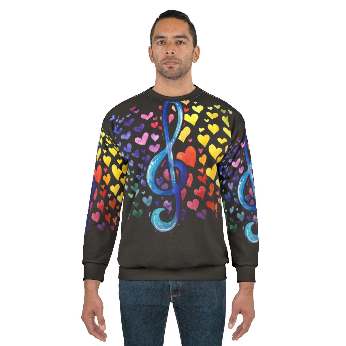 Colorful music love sweatshirt with rainbow design