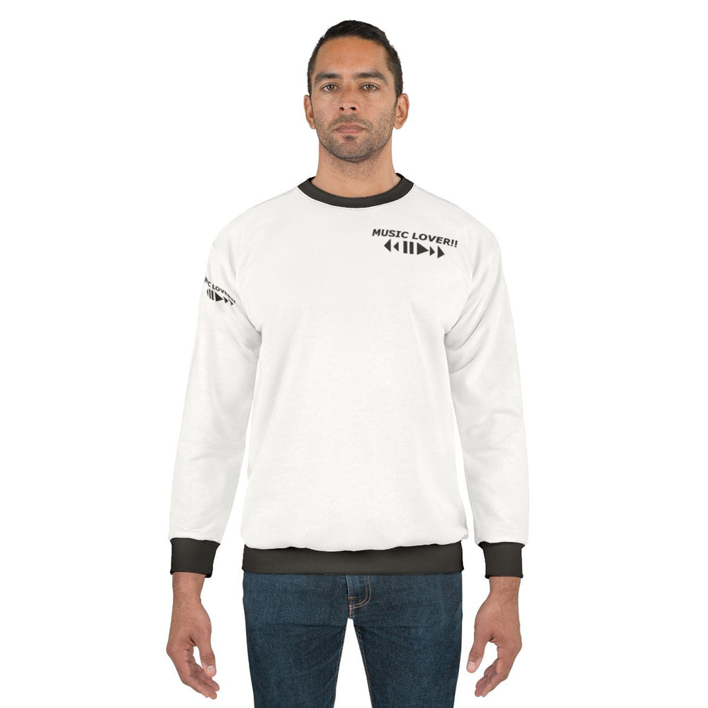 Music Lover Sweatshirt with Musical Instruments and Notes