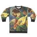 Festive Christmas angel playing a lute on a decorative floral sweatshirt