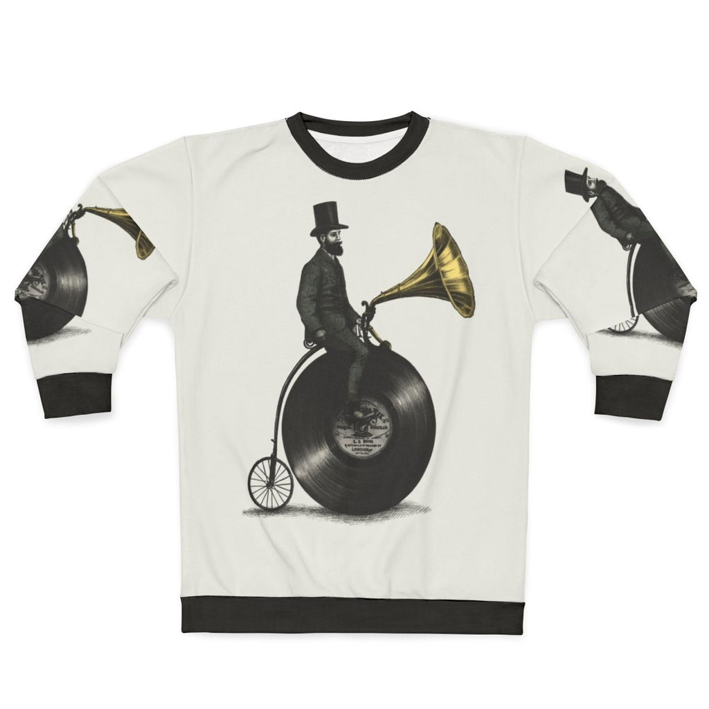Vintage Music Lover's Sweatshirt with Retro Graphic Art
