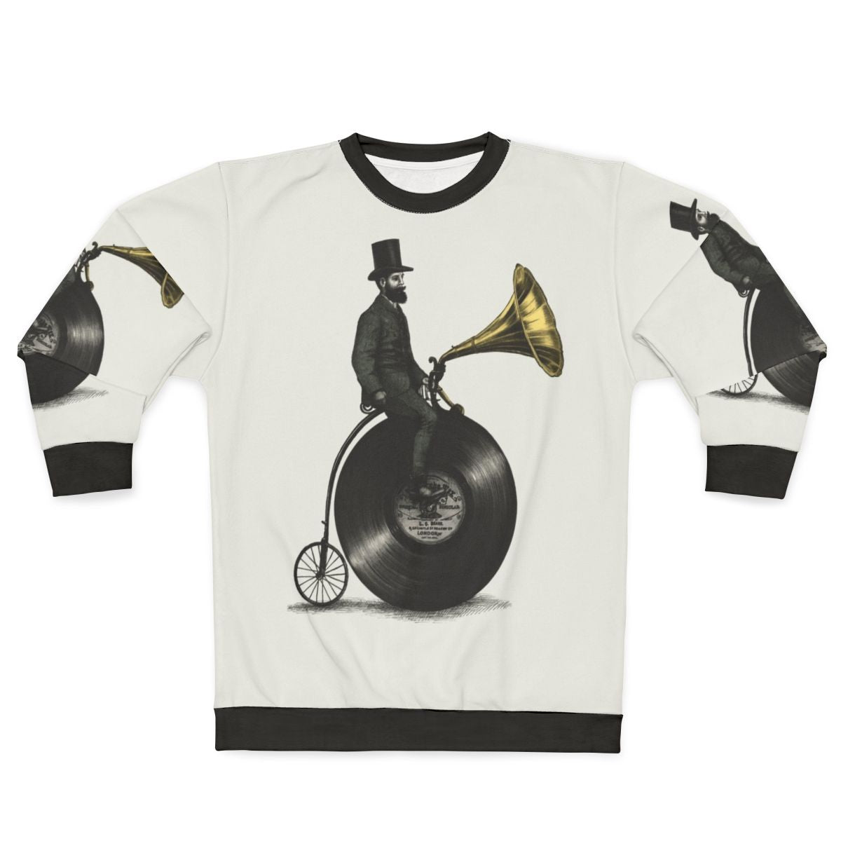 Vintage Music Lover's Sweatshirt with Retro Graphic Art