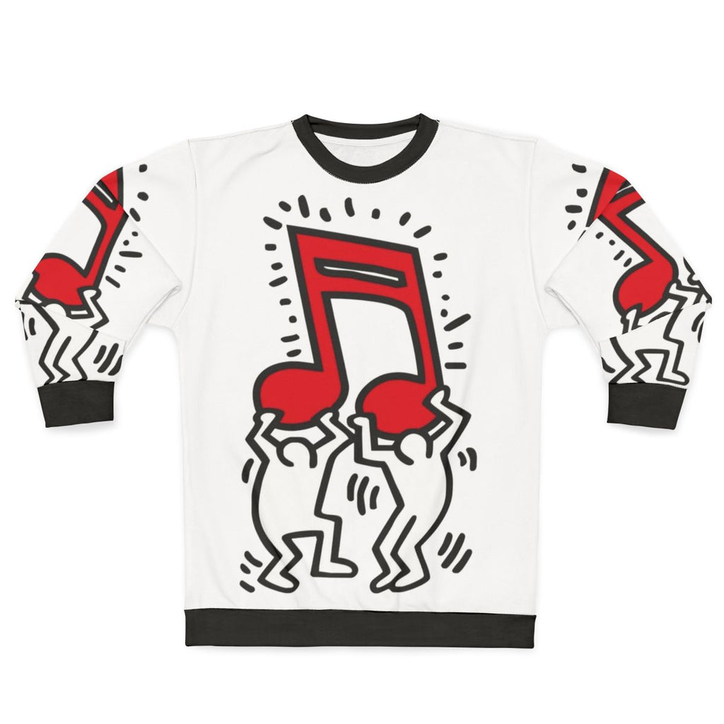 Haring pop art music note designer sweatshirt