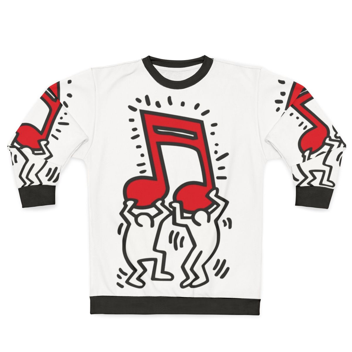 Haring pop art music note designer sweatshirt