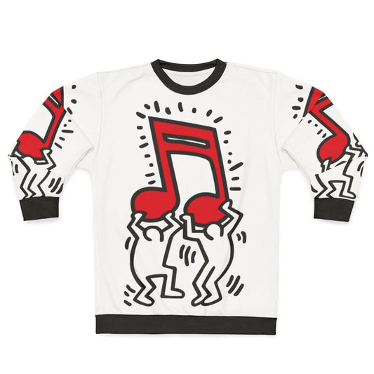 Haring pop art music note designer sweatshirt