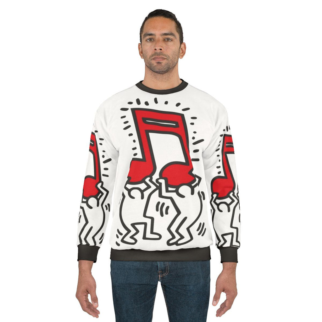 Haring pop art music note designer sweatshirt
