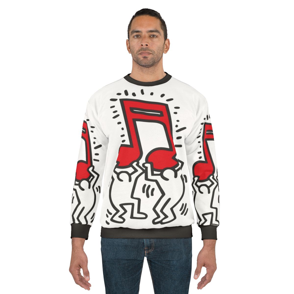 Haring pop art music note designer sweatshirt