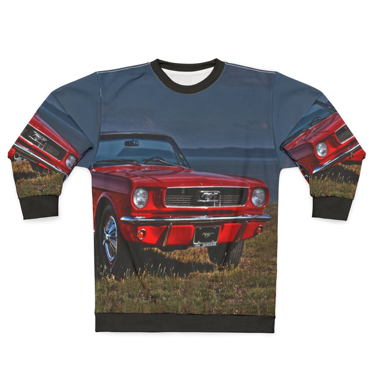 Ford Mustang Sweatshirt with 1966 Classic Red Ragtop Convertible Design