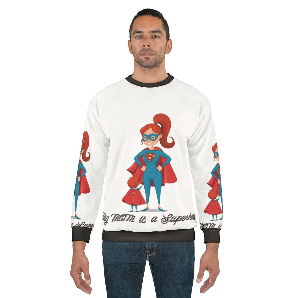 Superhero Mom Sweatshirt with "My Mom Is A Superhero" text