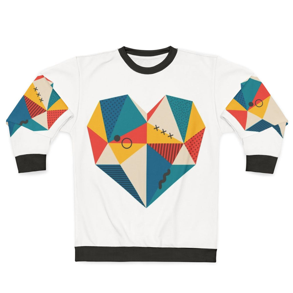 Retro heart geometric design sweatshirt