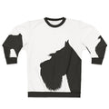 Miniature schnauzer silhouette on black and white sweatshirt