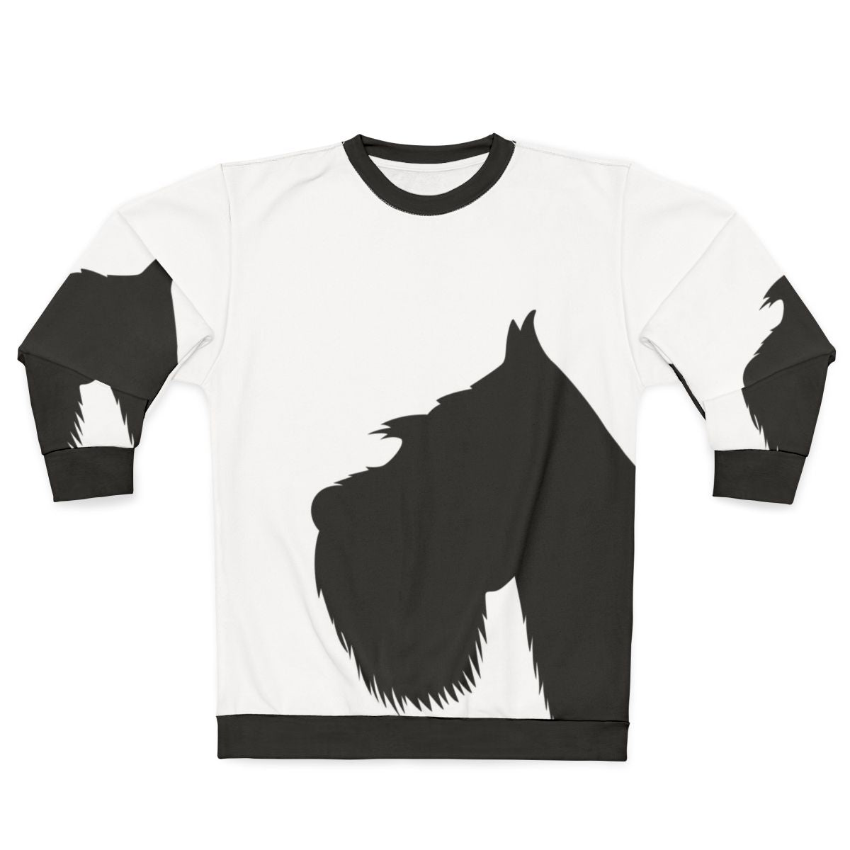 Miniature schnauzer silhouette on black and white sweatshirt