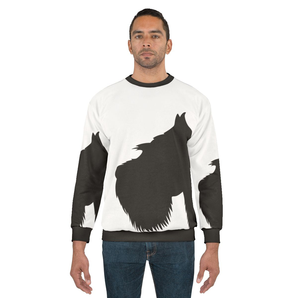 Miniature schnauzer silhouette on black and white sweatshirt