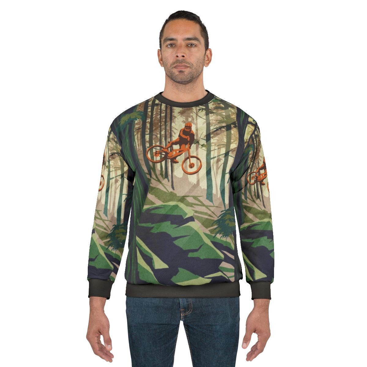 Retro mountain bike art sweatshirt for cycling enthusiasts