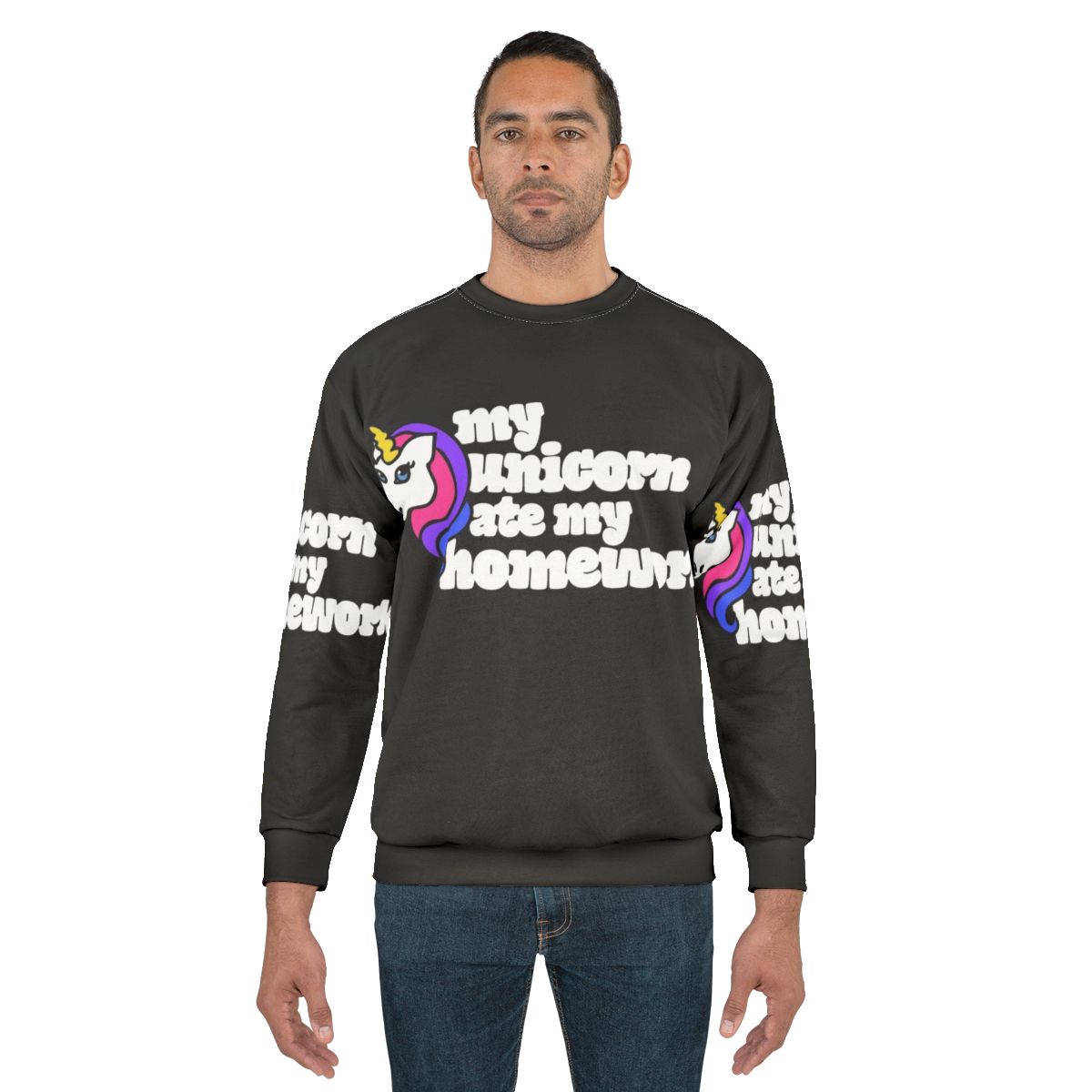 Cozy unicorn sweatshirt with "My Unicorn Ate My Homework" design