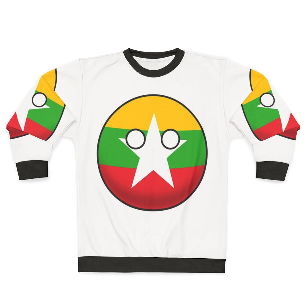 Myanmar Countryball Sweatshirt, showcasing the national flag and cultural pride