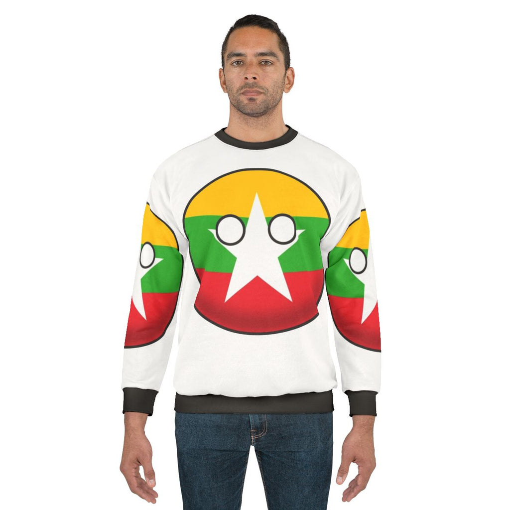 Myanmar Countryball Sweatshirt, showcasing the national flag and cultural pride