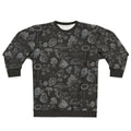 Mycology Black Sweatshirt featuring mushroom and fungi botanical design