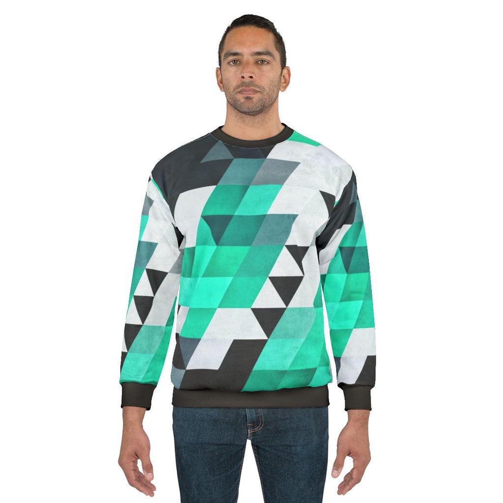 Mynt 142 Teal Abstract Geometric Sweatshirt