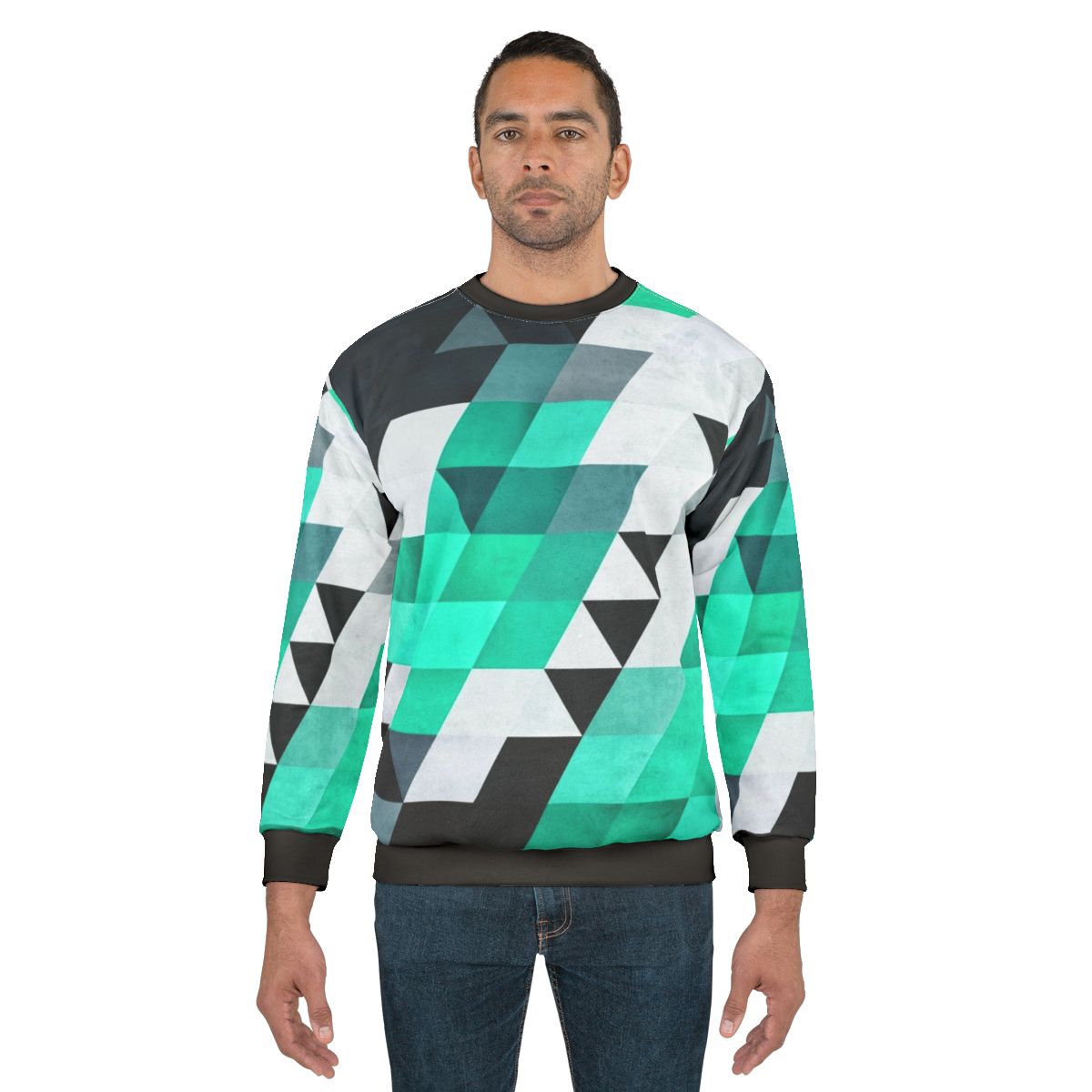 Mynt 142 Teal Abstract Geometric Sweatshirt