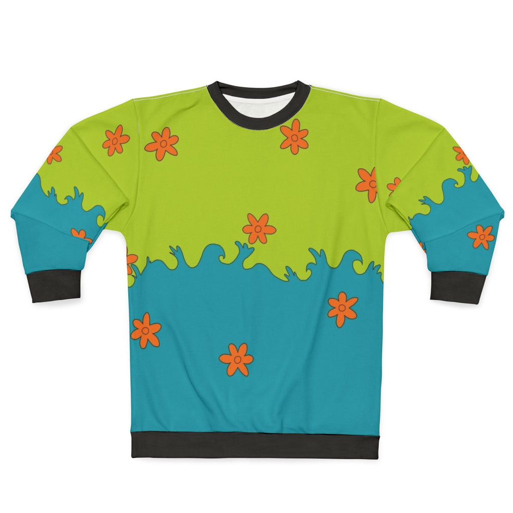 Retro mystery pattern sweatshirt with Scooby Doo inspired design