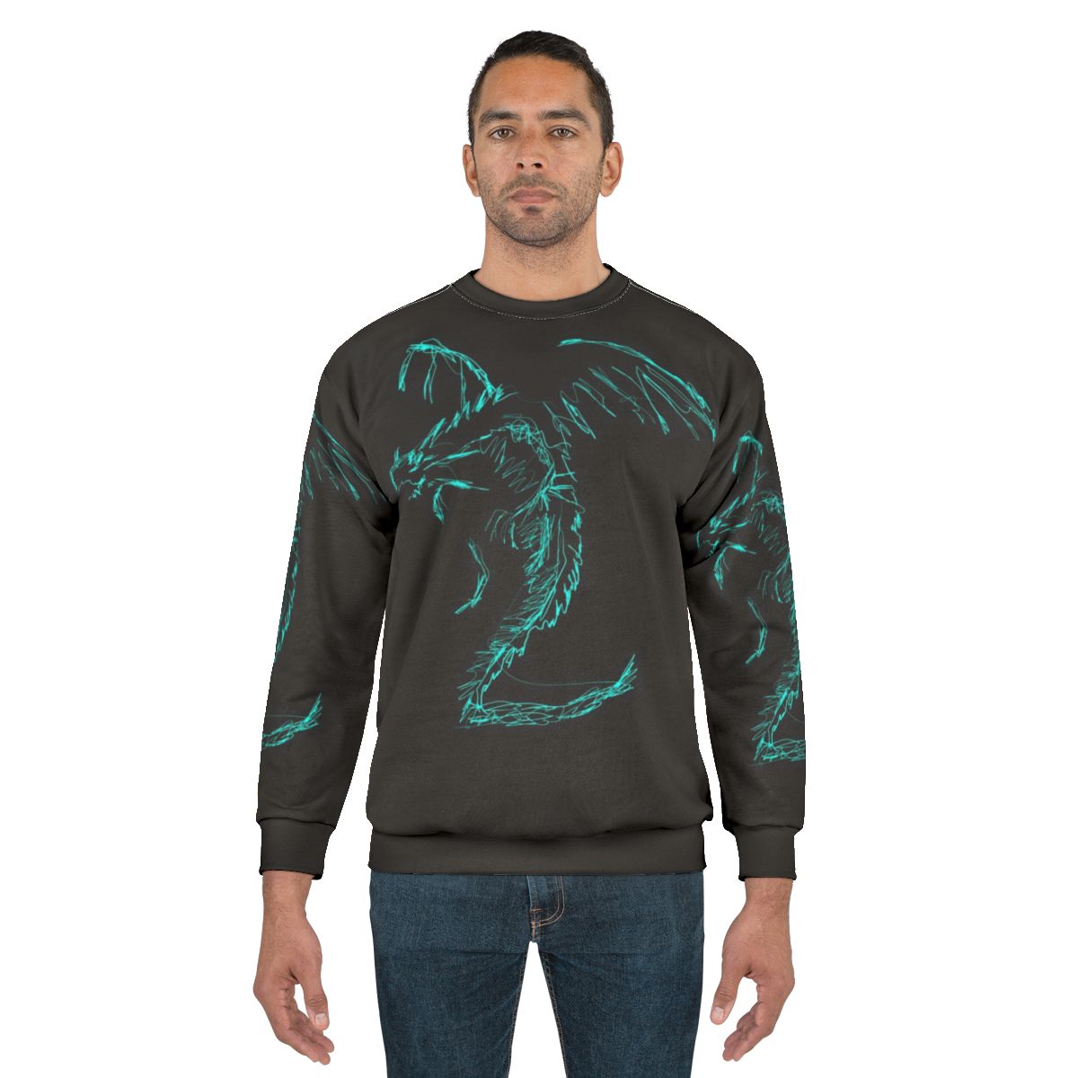 Mystic white lightning dragon scribble art sweatshirt