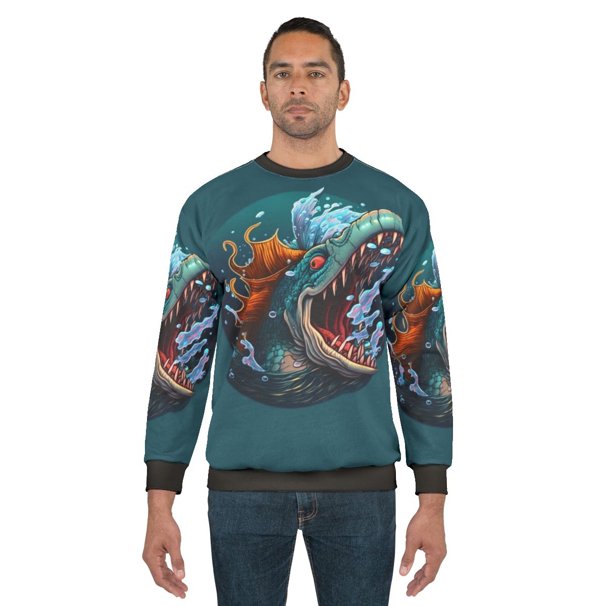 Sweatshirt featuring mythical sea creatures and fantasy ocean life