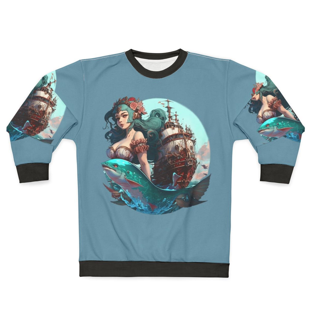 Mythical sea creatures sweatshirt featuring whimsical fantasy ocean beasts