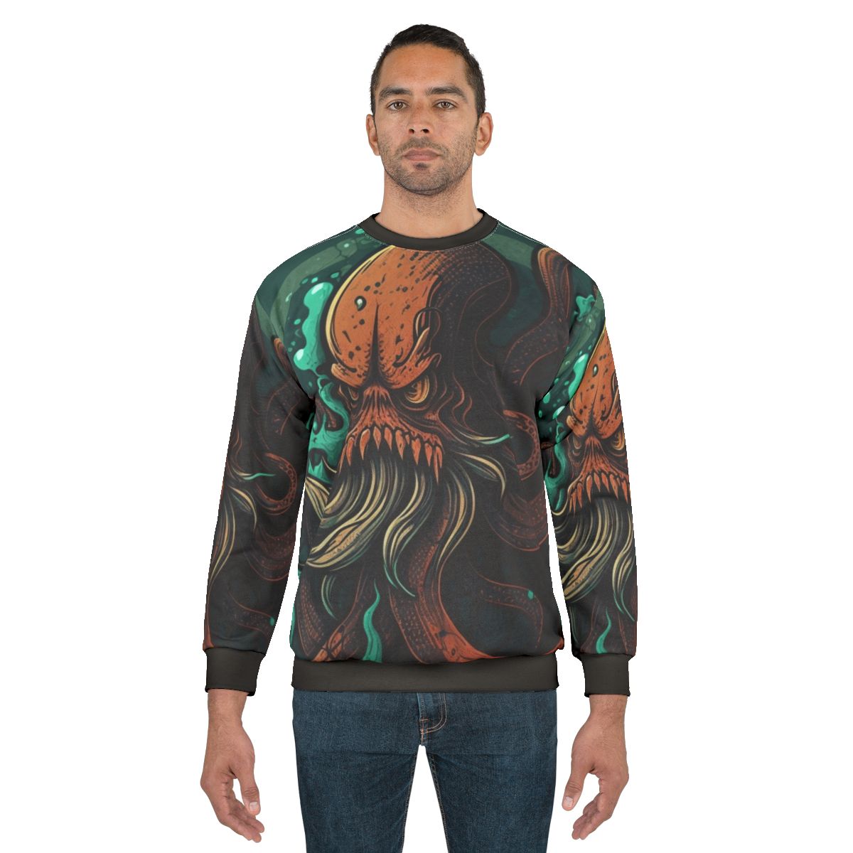 Sweatshirt featuring mythical sea creatures and legendary aquatic beasts