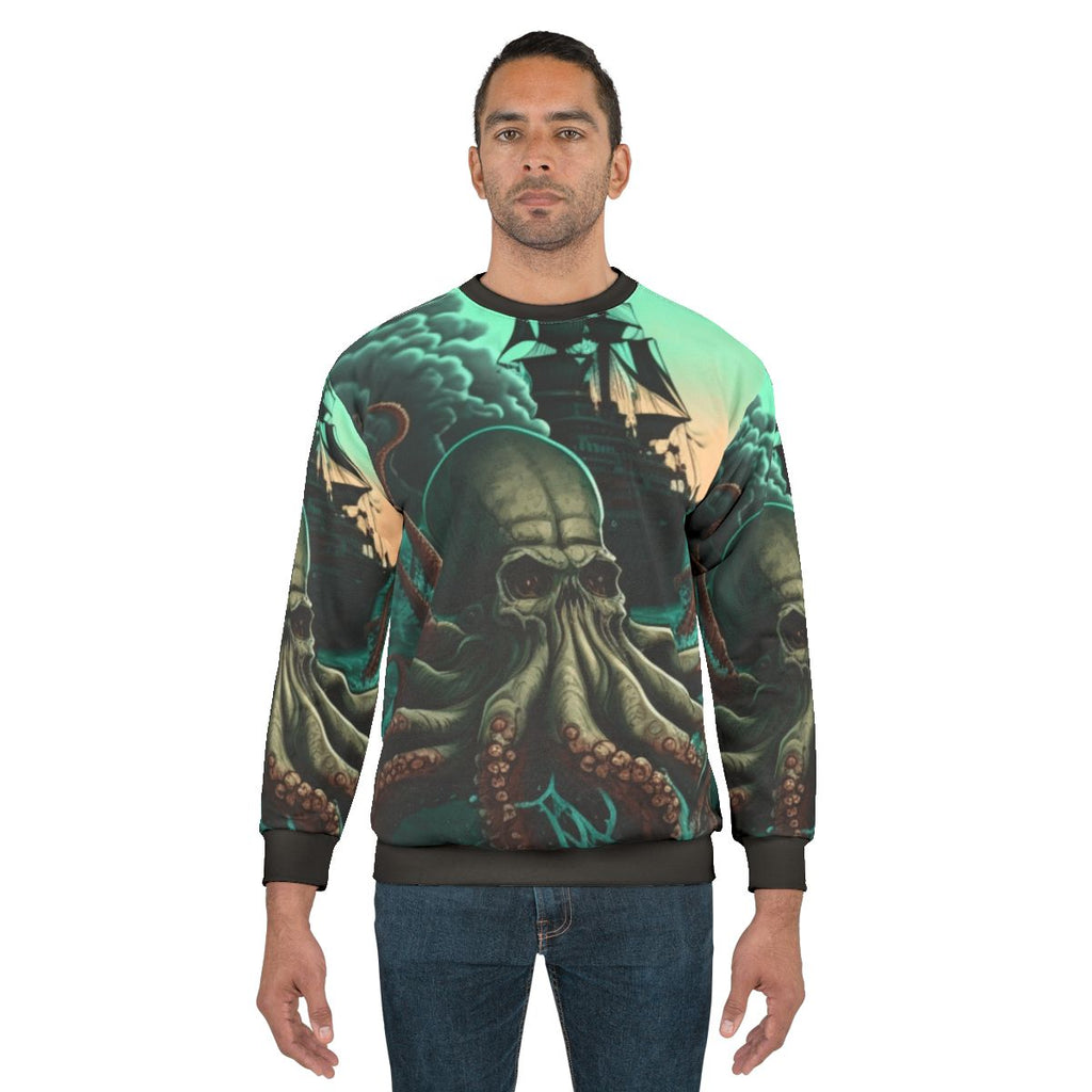 Whimsical sweatshirt featuring mythical sea creatures