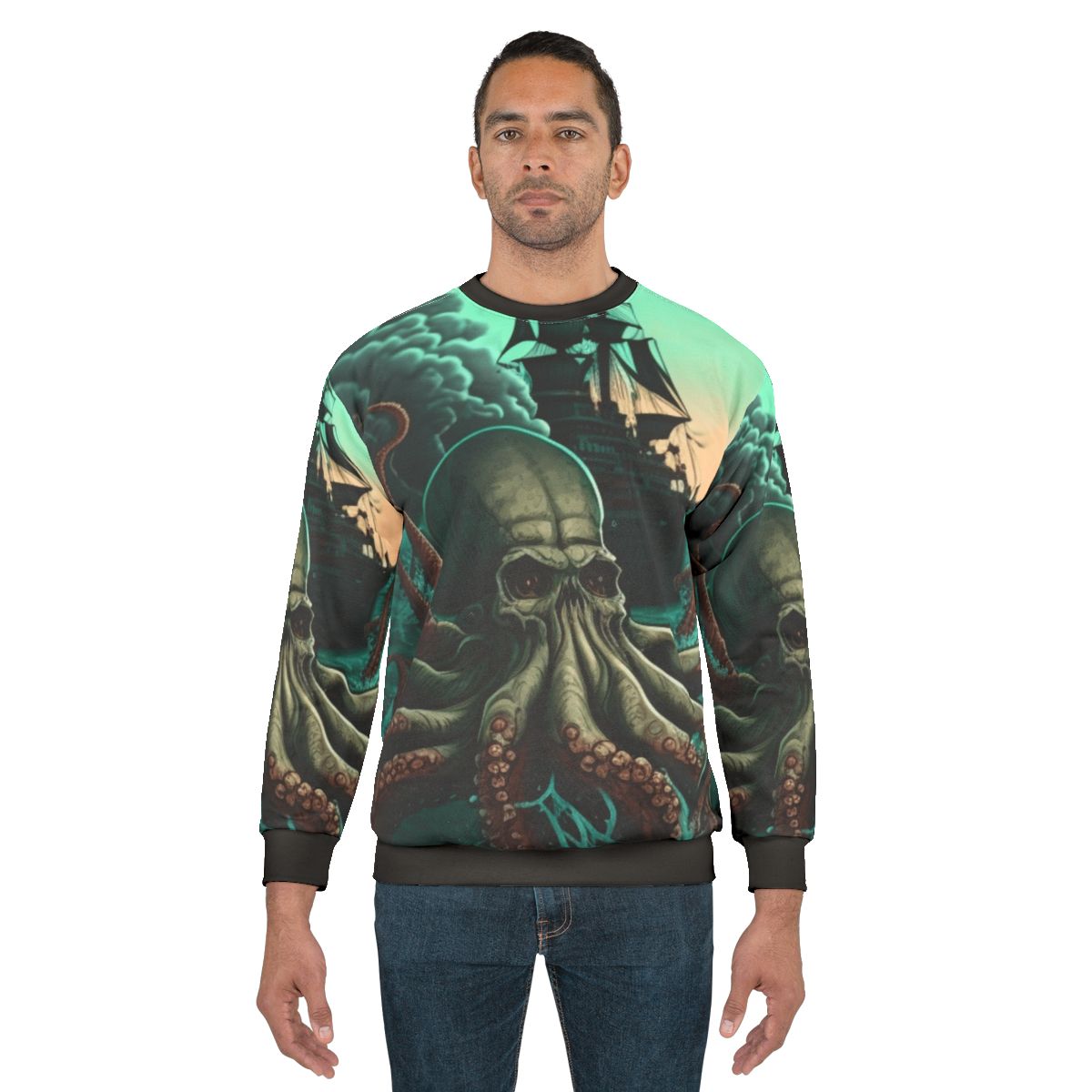 Whimsical sweatshirt featuring mythical sea creatures