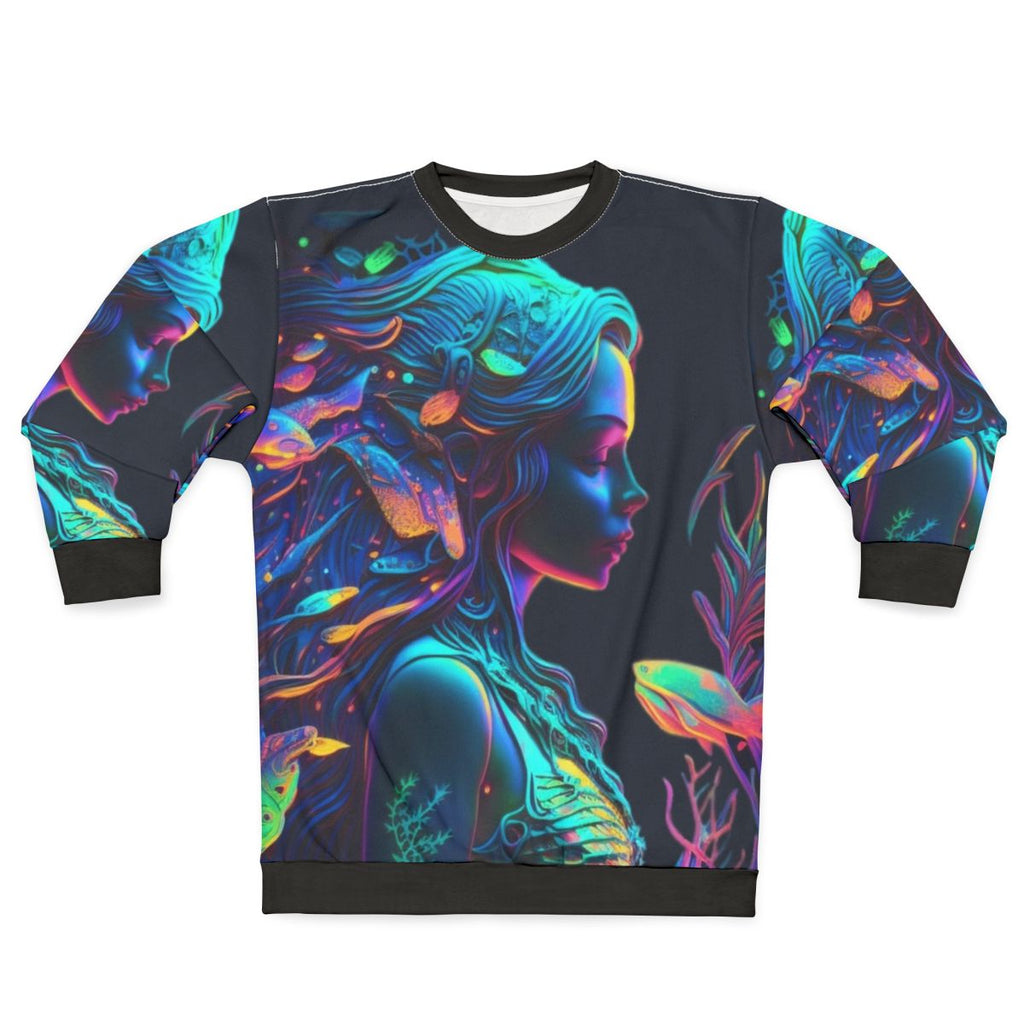 Sweatshirt featuring mythical sea creatures and fantasy ocean animals