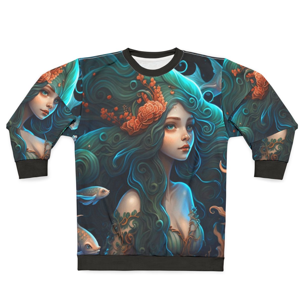 Mythical sea creatures sweatshirt featuring enchanted, whimsical beasts