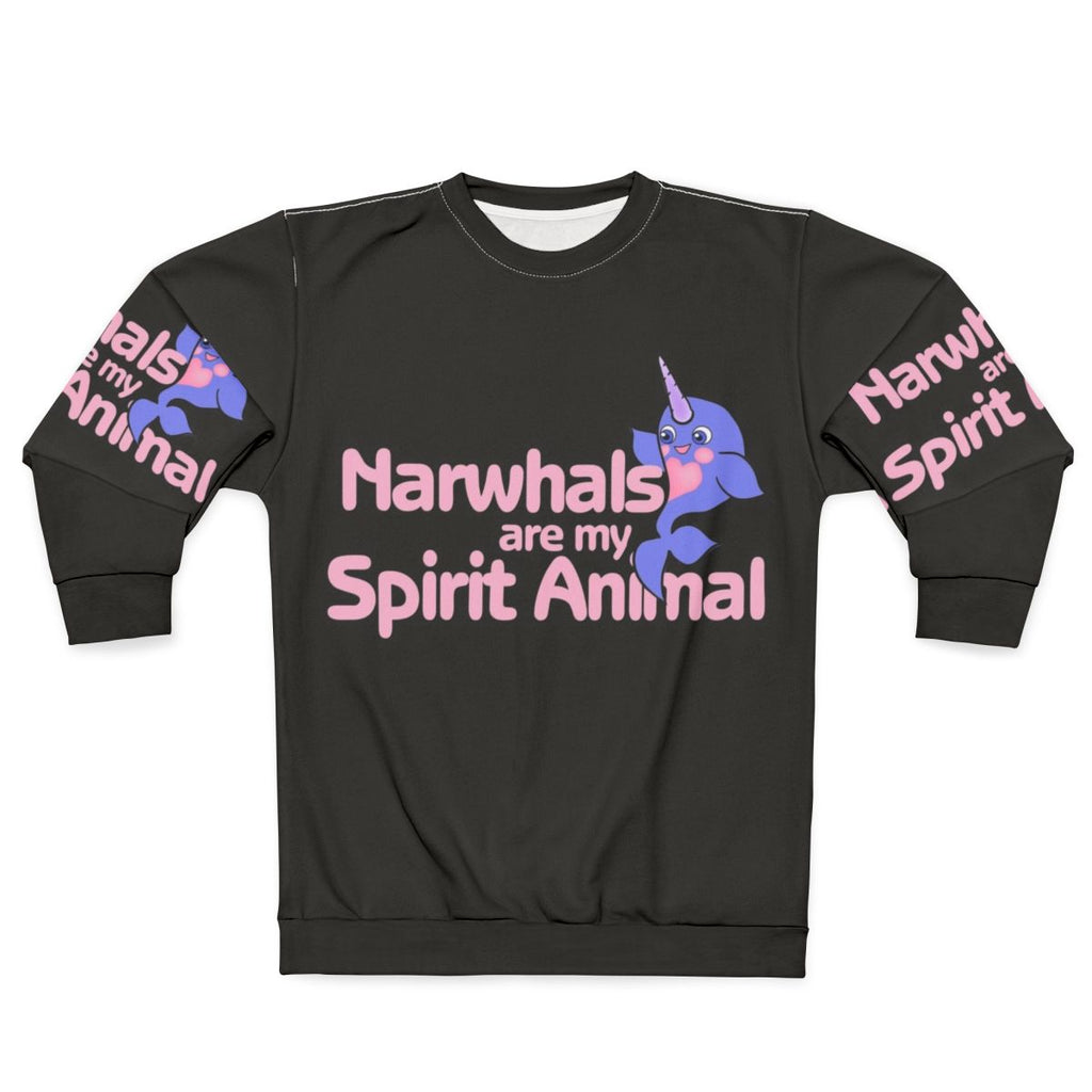 Narwhal graphic on pink and purple sweatshirt