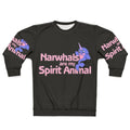 Narwhal graphic on pink and purple sweatshirt