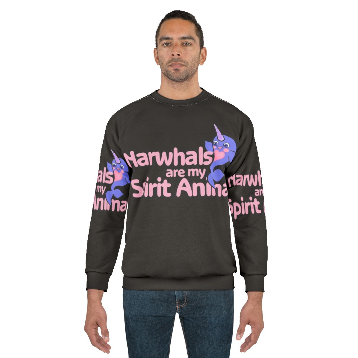 Narwhal graphic on pink and purple sweatshirt