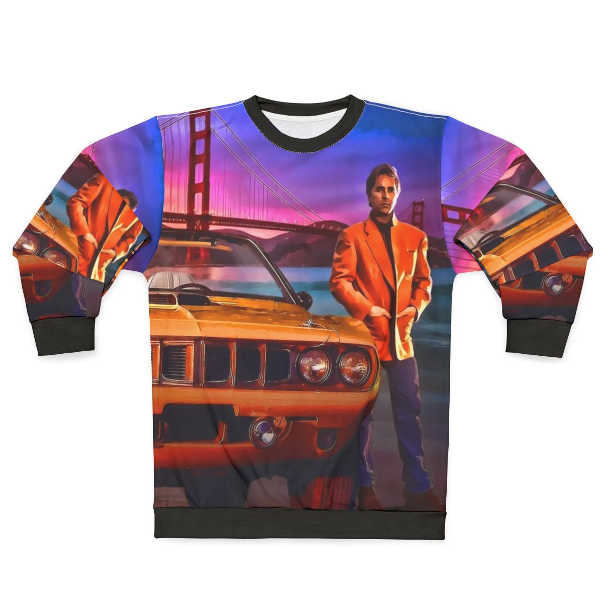 Nash Bridges vintage police sweatshirt with muscle car and San Francisco Golden Gate Bridge