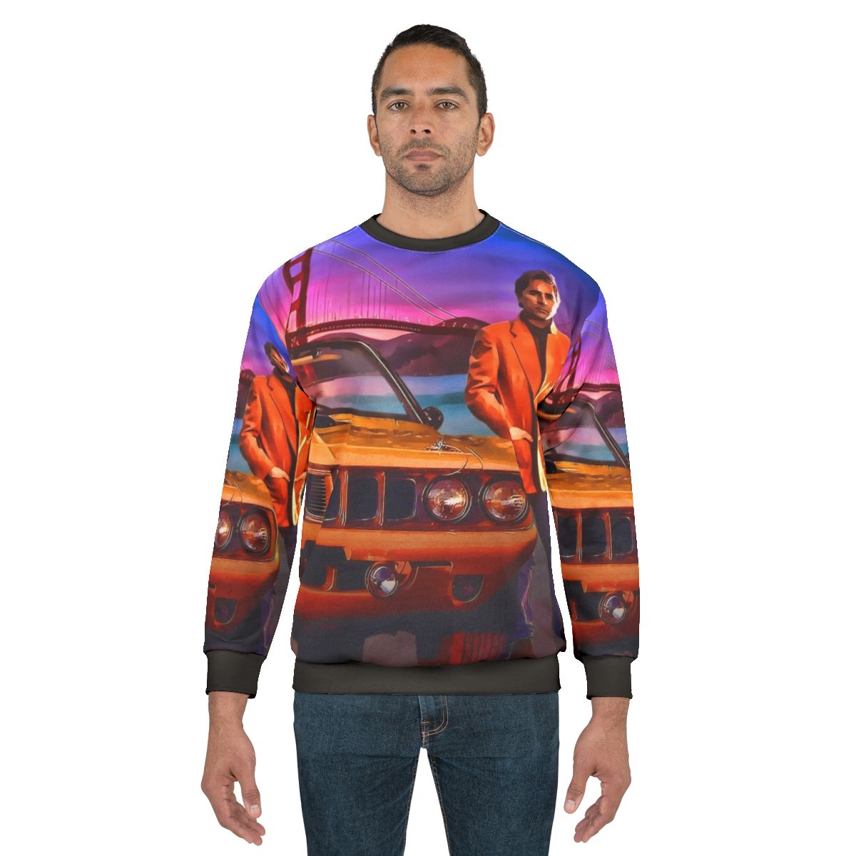 Nash Bridges vintage police sweatshirt with muscle car and San Francisco Golden Gate Bridge