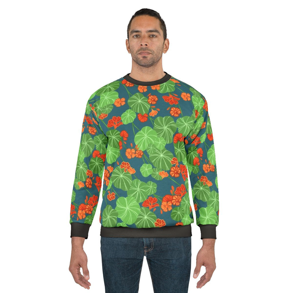 Nasturtium floral design sweatshirt