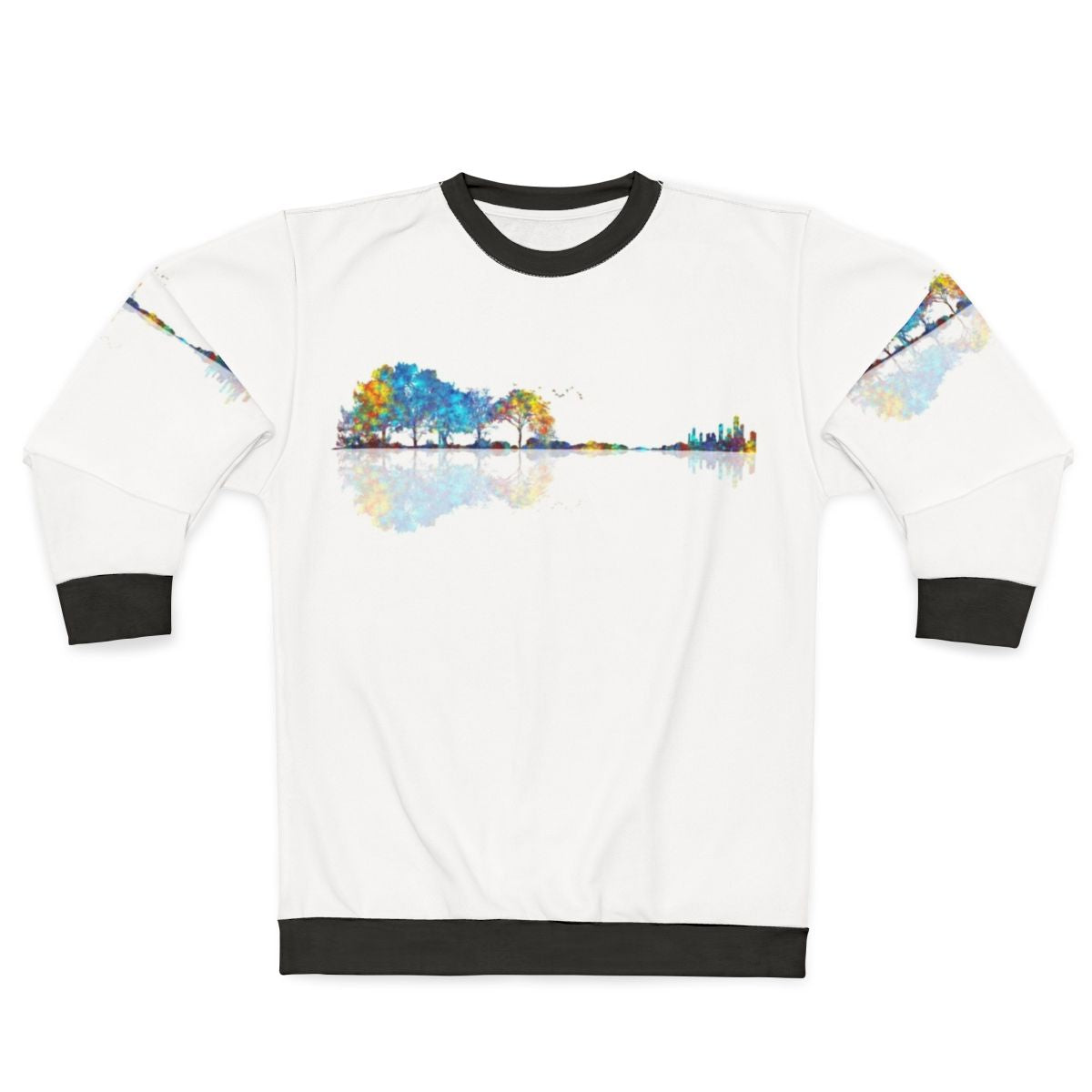 Colorful watercolor nature guitar sweatshirt