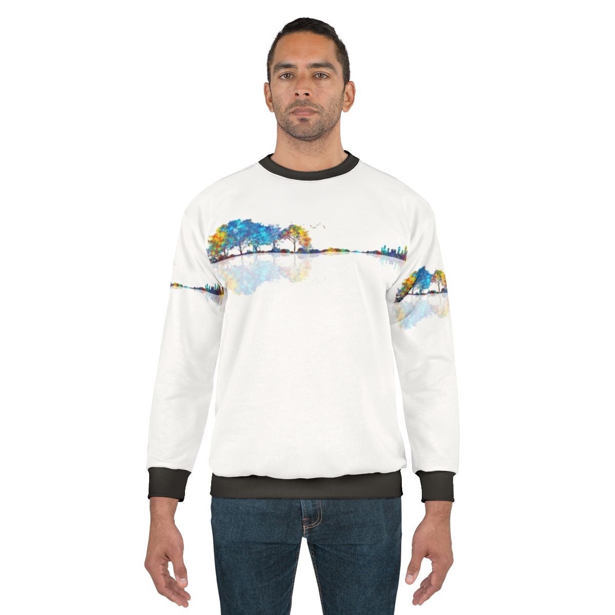 Colorful watercolor nature guitar sweatshirt