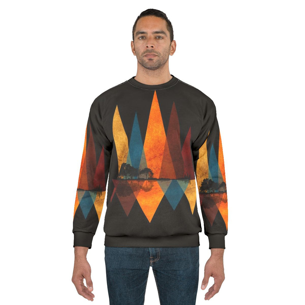 Nature Guitar Sweatshirt with Minimal Artistic Landscape Design