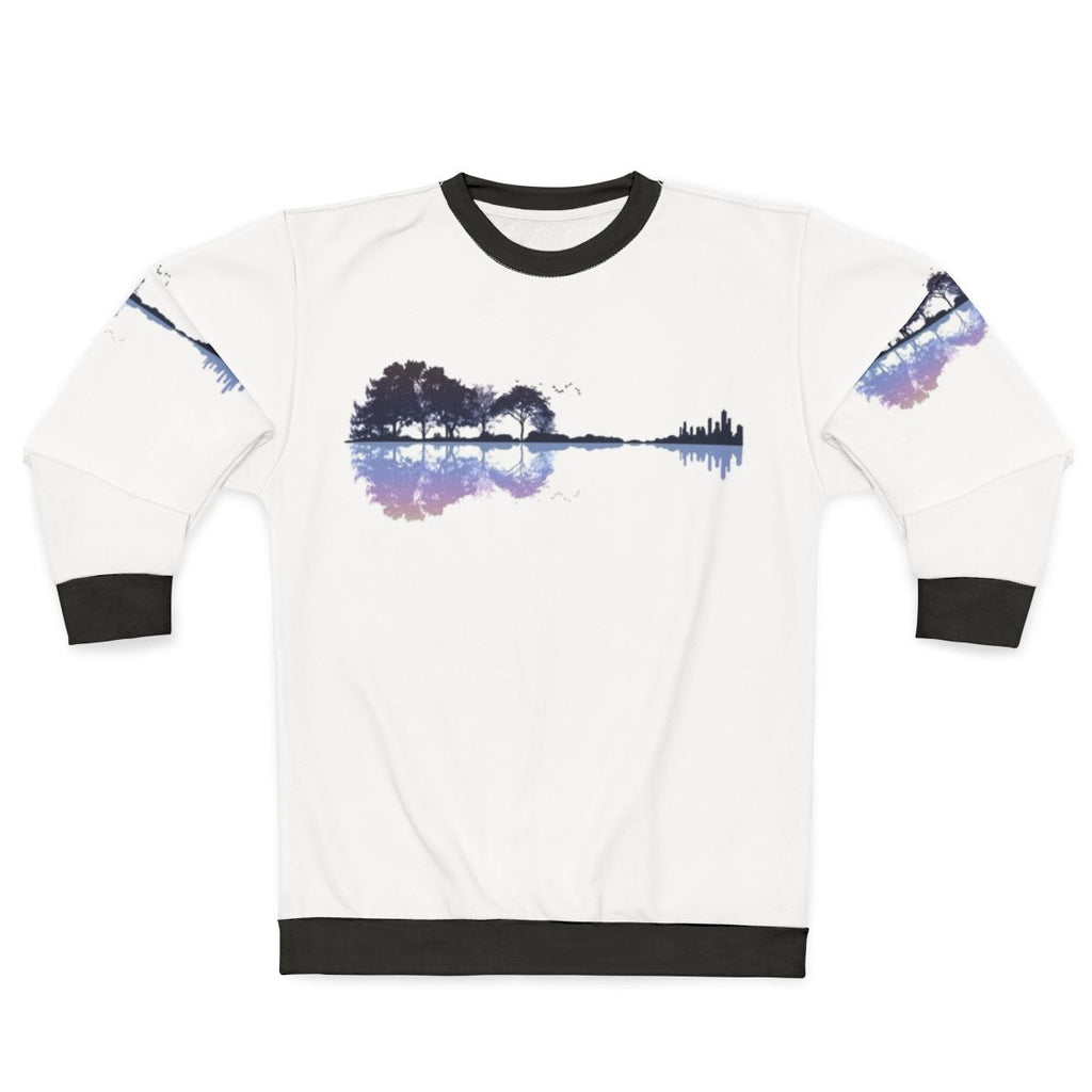 Nature Guitar Sweatshirt with Artistic Landscape Design