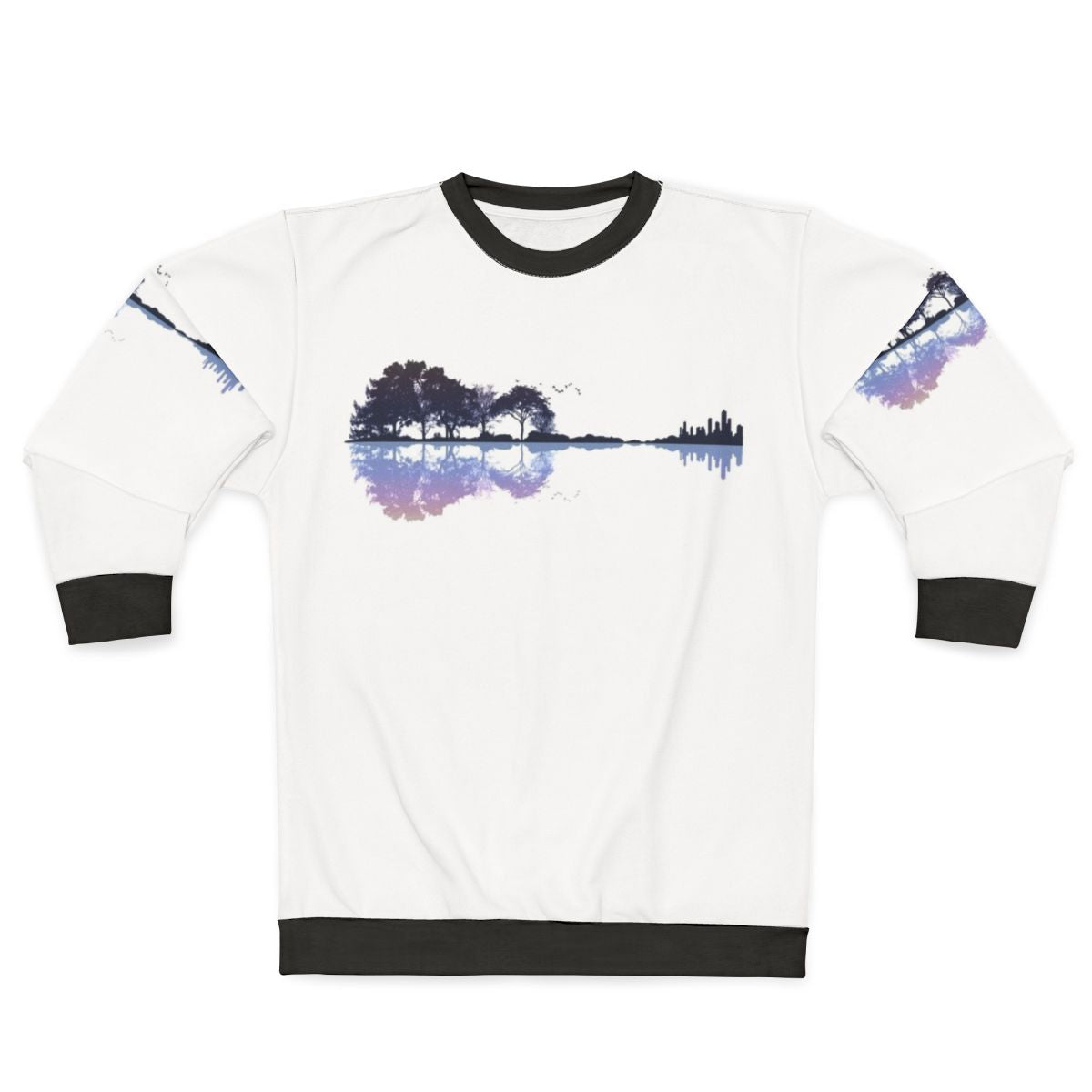 Nature Guitar Sweatshirt with Artistic Landscape Design